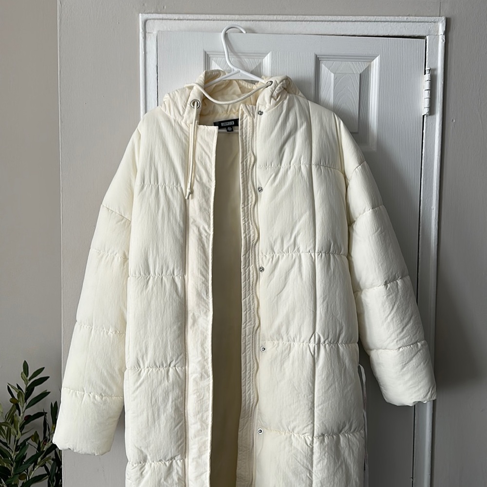 Cream long puffer coat